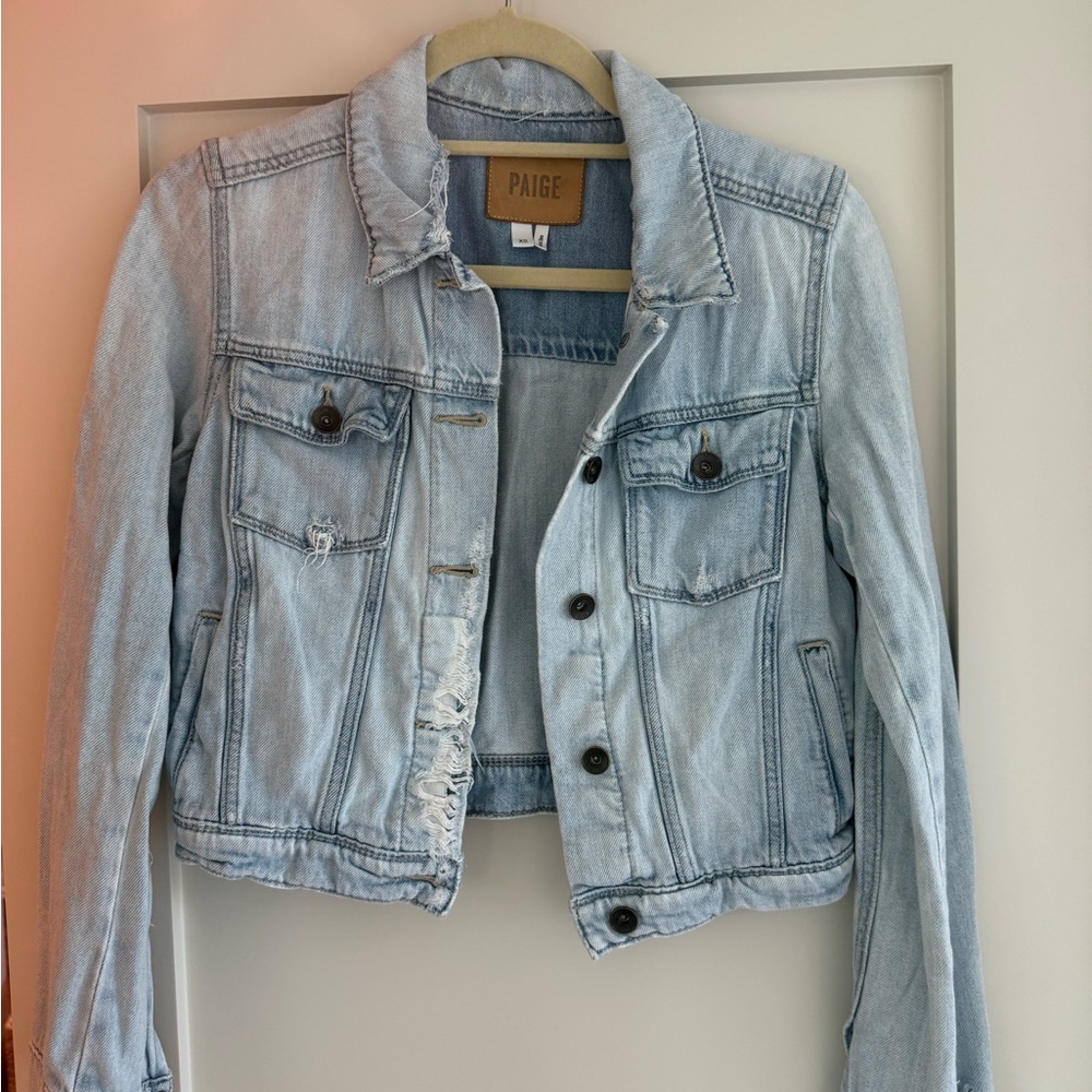 PAIGE Blue Cropped Jean Jacket